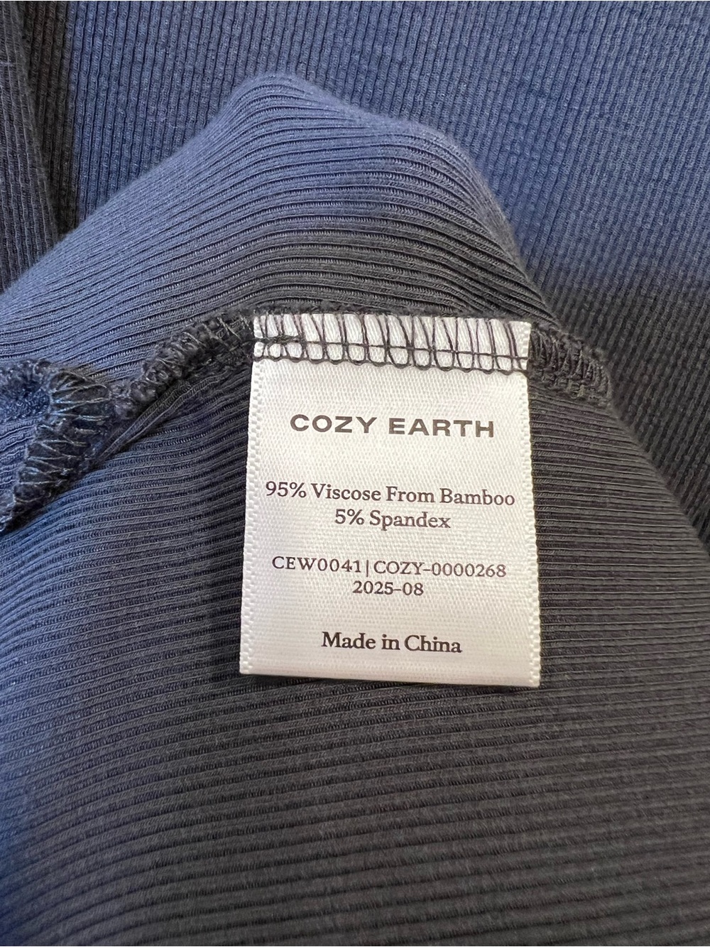Cozy Earth Bamboo Rib Knit Boyfriend Short Sleeve Sleep Dress Graphite Medium - Picture 5 of 5